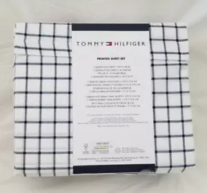 4-teiliges Tommy Hilfiger weiß & marineblau Queen Bettwäsche Set Neu in Verpackung - Bild 1 von 10