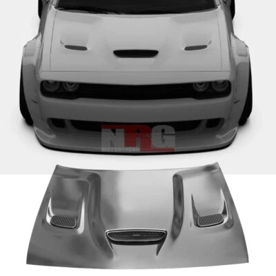Para Dodge Challenger 2008-2023 estilo Hellcat capó de aluminio con biseles ventilados Foto 1 de 4