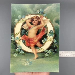 Clapsaddle O Buchstabe Vintage Vergissmeinnicht Alphabet viktorianischer Cherub Engel Postkarte - Bild 1 von 3