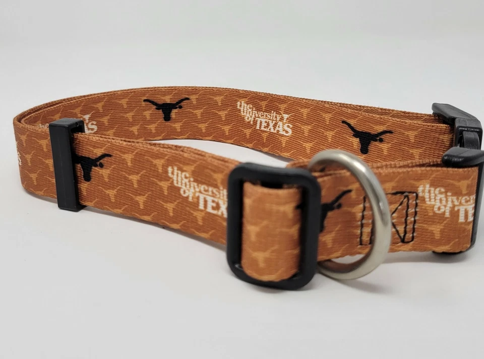 LONG *TEXAS LONGHORNS*  Dog Pet NCAA Sports Collar (sizes) - Image 1 of 1