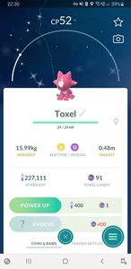 ✨Shiny Toxel (Schillernd Toxel) Pokemon GO✨ Mini PTC 80k - Bild 1 von 2