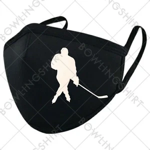 Wear Your Mask! Hockey sign Fun Holiday Printed Black Cloth Mask - Picture 1 of 1
