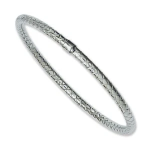 Brazalete brazalete sin cordones de acero inoxidable texturizado y pulido - Imagen 1 de 5