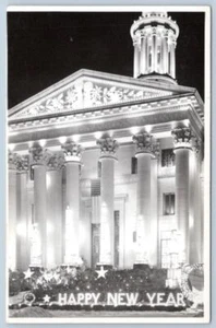 RPPC DENVER COLORADO VISTA NOTTURNA DECORATA PER NATALE E CAPODANNO CARTOLINA 2 - Foto 1 di 2