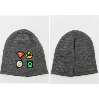 Boy's Youth Gray Beanie Cap Justice League Superman Batman Flash/Green Lantern - Image 1 of 4