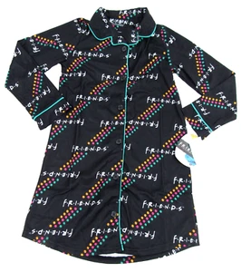 Friends Girl's Oversized Button-Up Logo Nightgown Black Size 8 - Picture 1 of 11