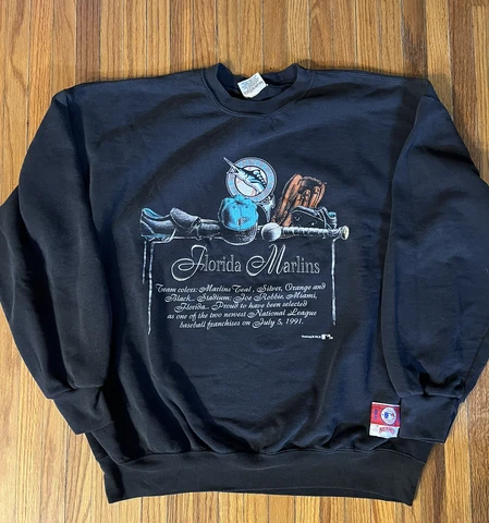 Nutmeg VTG Florida Marlins MLB Men’s Size XL Made USA Pullover Sweatshirt RARE Cover