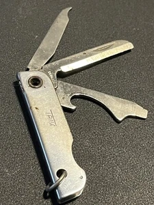 Vintage BASSETT TRIM Pocket Keychain Knife Multi Tool Made in USA - Picture 1 of 5