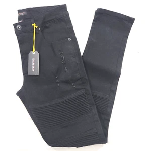 M.Society Men's Size 32X32 Super Stretch Skinny Fit Black Denim Distressed Jeans - Picture 1 of 13