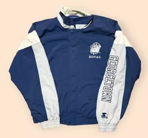 Giacca frangivento vintage Georgetown Hoyas anni '90 Starter uomo grande blu vintage - Foto 1 di 6