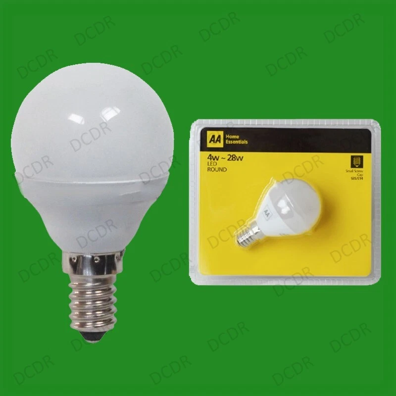 2x 4W (=28W) LED AA Instant Start Round Golf Light Bulbs SES E14 2700K Lamps - Image 1 of 1