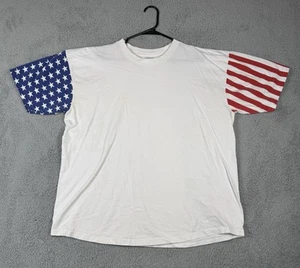 Vintage American Flag Men's T-Shirt White 2X-Large Cotton Short Sleeve Norm's - Picture 1 of 7
