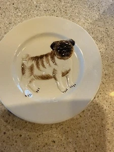 Ermo Zoo Hand Painted Pug Dog Plate New No Box - Picture 1 of 7