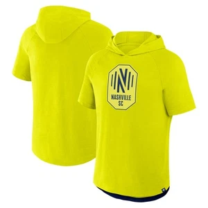 Men's Fanatics Yellow Nashville SC Hat Trick Stadium Slub Raglan Short Sleeve - Picture 1 of 3