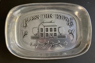 Vintage Wilton Armetale "Bless This House" Bread Tray/ Serving Dish - Image 1 of 4