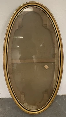 Grand Cadre Ovale Bois Dore Pastel Fusain Peinture Ancienne Médaille Décoration - Photo 1/4