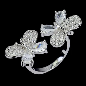 925 Sterling Silver Ring Simulated Cz 6x4mm Butterfly Gemstone Jewelry Size 8 - Picture 1 of 13
