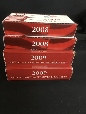 Lot Of 4 US Mint Silver Proof Sets, 2-2008 And 2-2009 Sets With COA - Image 1 of 4
