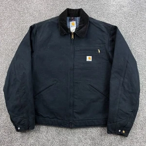 Vintage Carhartt Detroit Jacket Mens L Tall Black Blanket Lined Canvas J001 BLK - Picture 1 of 7