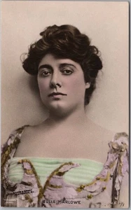c1900s JULIA MARLOWE Tinted Photo RPPC Postcard American Shakespearean Actress - Picture 1 of 2