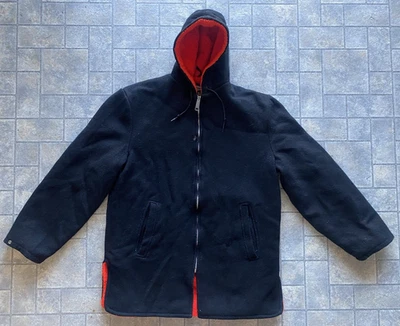 Vintage GRANDSTANDER by CAMPUS Black Men Coat 40 Long Jacket Red Lining USA Made - Image 1 of 4