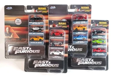 Lot Of 4 -12 Cars Jada Fast & Furious Nano Hollywood Rides Supra F150 Challenger - Image 1 of 4
