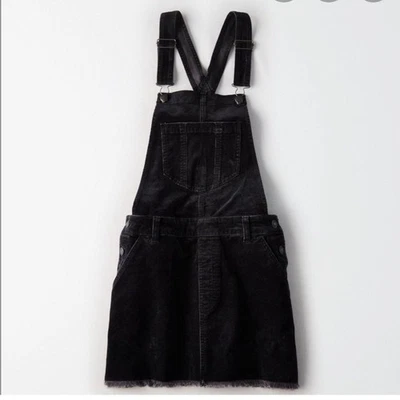 NWOT American Eagle corduroy overall skirt in black size xs - Image 1 of 4