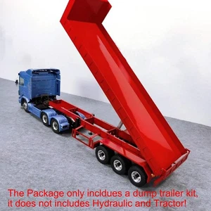 1/14 3Axles Low Bed RC Trailer for RC Tractors Electric Lifting Legs Side Lights - Picture 1 of 5