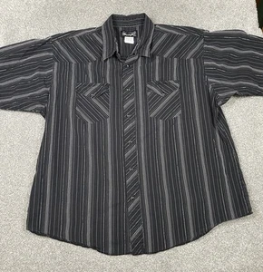 Wrangler Western Cowboy Hemd Herren 2XL Pearl Snap schwarz grau metallic gestreift - Bild 1 von 6