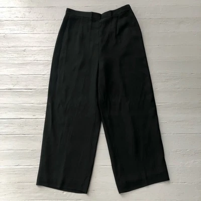 Pantalones Brooks Brothers Vintage Pierna Ancha Tiro Alto Negro Tejido al Tobillo en Inglaterra Foto 1 de 4