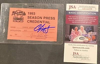 HOFer Larry Wayne Chipper Jones Jr Ticket debut 1993 signed jsa Pass - Image 1 of 2