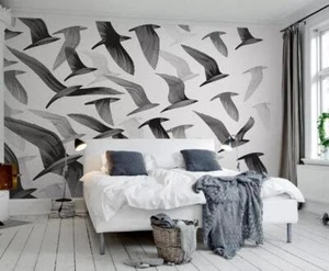 Papel pintado 3D enjambre de pájaros H978 mural autoadhesivo pegatina desmontable sinsin - Imagen 1 de 10