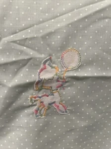Vintage Baby Blanket Receiving Light Green Dot Lamb Hooded With Tie - Picture 1 of 6