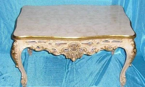 TAVOLINO IN LEGNO STILE FIORENTINO DECORO AVORIO SOGGIORNO SALOTTO - Imagen 1 de 1