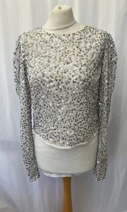 ASOS Grey Sequinned Long Sleeve Blouse Size 10 Women - Picture 1 of 12