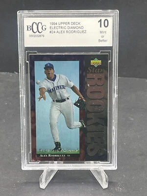 1994 ALEX RODRIGUEZ UPPER DECK ELECTRIC DIAMOND RC #24 BCCG 10 MINT OR BETTER - Image 1 of 2
