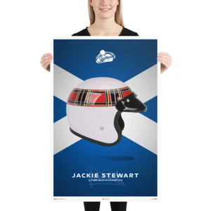 Póster de casco Jackie Stewart Fórmula 1 Campeón del Campeonato de F1 - Imagen 1 de 4