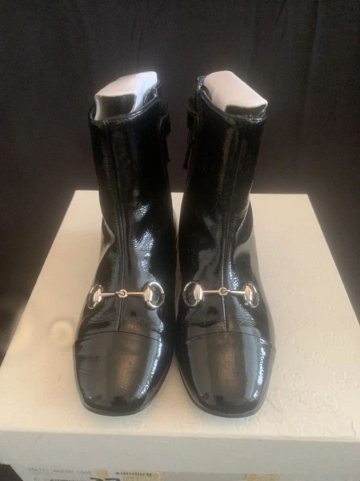 Gucci девочек загрузки туфли молодежный размер 27 черный 356111. * Б/у * W/коробка - Изображение 1 из 4