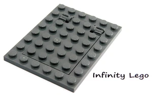 2 LEGO Dark Grey Frame Door with Plate 4x5 Trap Door Flat Hinge (92107 92099) - Picture 1 of 2