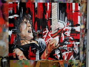 EDDIE VAN HALEN BILD LEINWAND KUNST ORIGINALGEMÄLDE - Bild 1 von 8