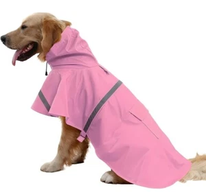 Großer Hund Regenmantel Verstellbar Haustier Wasserdicht Kleidung Gr. XXL Rosa - Bild 1 von 10