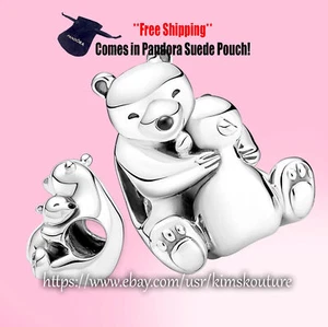 Authentic Hugging Polar Bears Sterling Silver 790032C01 Charm - Picture 1 of 1