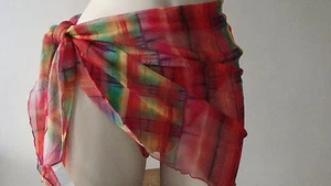 NEUF PAREO MARQUE ROSE POMME TAILLE 1 LIGNE MADRAS CACHE MAILLOT BAIN PLAGE ETE - Imagen 1 de 8