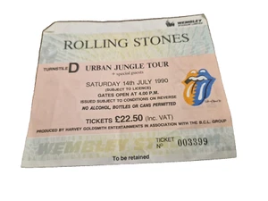 TICKET STUB- ROLLING STONES- URBAN JUNGLE TOUR- 14 JULY 1990- WEMBLEY - Picture 1 of 1