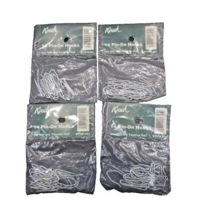 NEW Old Stock Kirsch Genuine Pin On 1.5 Inch Drapery Hooks 4 Packs of 14 - Image 1 of 4