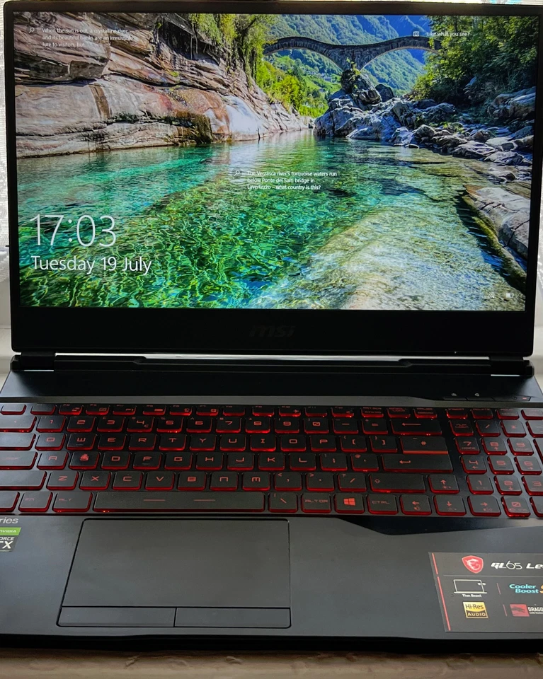 MSI GL65 NVIDIA RTX 2060, 32GB, 500GB, 15.6" 120hz FHD, i7-10750H Gaming Laptop - Image 1 of 4