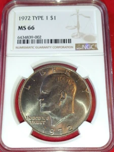 1972 EISENHOWER "IKE" DOLLAR TYPE 1  NGC MS66 - Picture 1 of 3