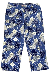 Pantalones cortos florales Palm Lily para mujer talla 14 azul blanco hawaiano elásticos L - Imagen 1 de 5