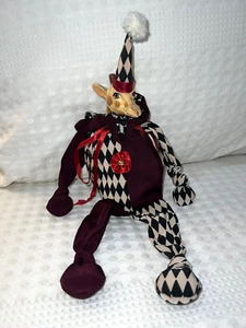WAYNE M. KLESKI Giraffa Corte Giullare 15" Bambola Stampa Arlecchino Katherine's Coll. - Foto 1 di 6