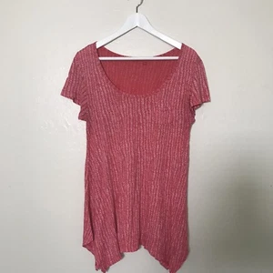 Fresh Produce S Pink Chevron Drape Top Tee Shirt Pocket Long Sides Made in USA - Picture 1 of 4